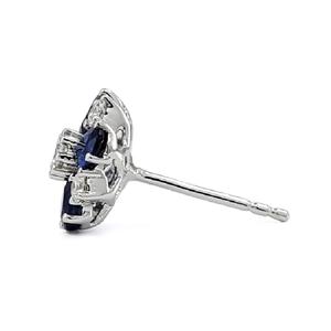 Proveedor de Hong Kong, Diseño Fabuloso, Mejor Calidad, Pendientes de Oro Blanco Sólido de 18k con Zafiro en Forma de Flor, Lujosos, para Boda o Aniversario - Product Image 2