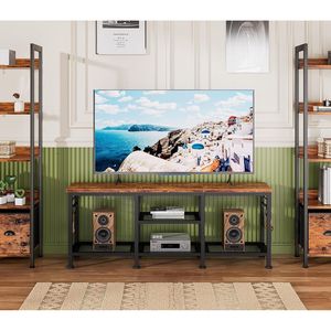 Meuble TV pour téléviseurs jusqu'à 55 pouces, centre de divertissement moderne avec étagères ouvertes - Product Image 5