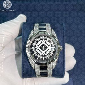 Montre de Luxe pour Homme Charm Jewels en Acier Inoxydable, Boîtier 40mm, Analogique Mécanique, Lunette Diamantée, Bracelet en Acier Inoxydable 20cm, Étanchéité 10 Bar - Product Image 1