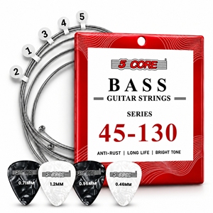 Cordes de basse 5 cordes en laiton phosphoreux, calibre extra léger, son brillant, qualité supérieure, lot de 5 cordes - Product Image 1