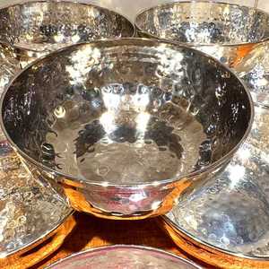 Vintage Nickel Silver Bowls Hammered Metal Fruit Bowl for <b>Floating</b> <b>Candles</b> Flower Dining Table Home Decor Made in India - Product Image 1