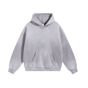 Sweat-shirt en coton lavé surdimensionné pour homme, coupe courte, design découpé, couleur unie, tricoté, style automne - Product Image 5