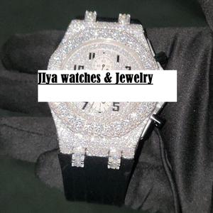 <b>Men's</b> Luxury Fashion Square Dial Mixed Scale Glass Window Moissanite Diamond Alloy Rubber Band MIYOTA Automatic <b>Watch</b> - Product Image 1