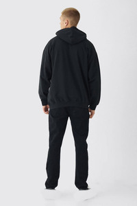 Wholesale 100% Cotton French Terry Hoodies for Men Custom Logo Embroidered 500g Thick Comfortable Loose Fit Solid Black Winter - Product Image 2