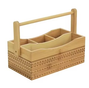 Raw Finish Cheap Price Durable Wooden Caddy For <b>Kitchen</b> Home Hotel Table Top Decorative Use Wooden Utensils Holder Caddy - Product Image 5