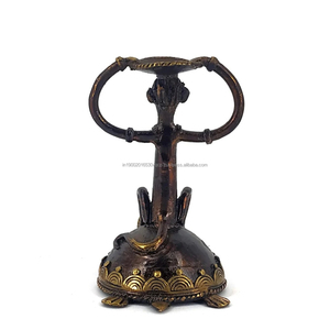 Support de bougie en laiton de 4,3 pouces avec singe et tortue en verre – Décoration de table - Product Image 2