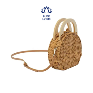 Bolso de Mano de Mimbre Tejido, Estilo Vintage, Gran Capacidad, para Playa, Verano, Casual, para Mujer, para Viajes, Compras, Moda, Color Azul, ¡EN OFERTA! - Product Image 1