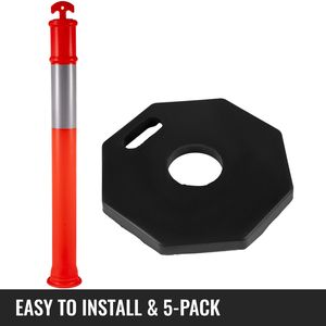 Confezione da 5 Pali Delineatori in Plastica PE Arancioni da 44 Pollici con Banda Riflettente da 10 Pollici, Kit di Sicurezza Stradale con Caratteristiche Riflettenti - Product Image 6
