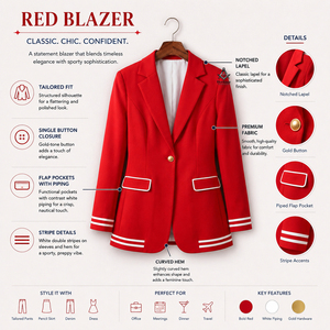 Greek Apparel Heritage Masonic Regalia Red Preppy Style <b>Blazer</b> Notched Collar Single <b>Button</b> Solid Color Woven Outerwear - Product Image 5
