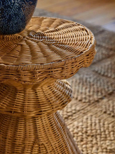 Modern Handmade Rattan Side <b>Table</b> Wicker <b>Stool</b> Nightstand Boho Furniture For Living Room Bedroom Home Decor - Product Image 2