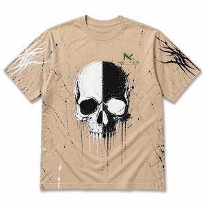 Custom <b>Grunge</b> Split Skull Print T-Shirt Men Streetwear Graphic Tee Aggressive Oversized <b>Top</b> - Product Image 4