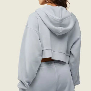 Sudadera Corta con Cremallera para Mujer, Diseño Personalizado, Logotipo Impreso en la Parte Delantera, 100% Algodón Ecológico, Estilo Urbano - Product Image 6