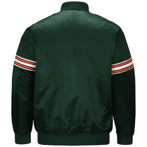 <b>Men's</b> Dark Green Bomber <b>Jacket</b> With Orange <b>White</b> Stripe Sleeves Stand Collar Casual Style Polyester Material Autumn Wear - Product Image 4