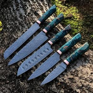 Ensemble de 6 couteaux de chef en acier Damas, couteaux de cuisine professionnels avec manche ergonomique pour la maison, le restaurant et la restauration - Product Image 1