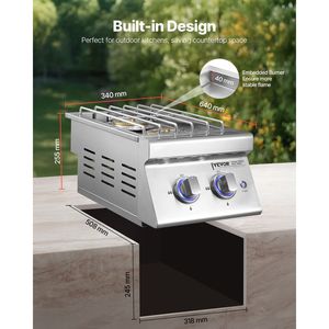 Double 17,000BTU Liquid Propane Side Burners for Outdoor Kitchen 304 Stainless Steel Convertible <b>Camping</b> <b>Stoves</b> <b>Accessories</b> - Product Image 6