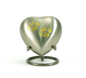 Heart Shaped Metal Pet <b>Urn</b> with Paw Print Matte Finish Stand Included Sympathy Gift for Dogs <b>Cats</b> pet cremation <b>urn</b> - Product Image 2