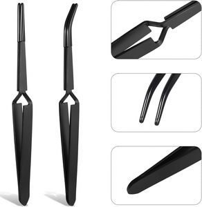 Pinzas de Precisión UBI, 2 Piezas, con Bloqueo Cruzado Inverso, Acero Inoxidable, Puntas de Goma de PVC Dentadas, Duraderas, Curvadas, para Pestañas - Product Image 3