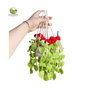 OEM Handmade Eco-Friendly Wedding Crochet <b>Flower</b> Hanging Basket Amigurumi Blossom Planter Soft Yarn Home <b>Decor</b> Gift Craft - Product Image 4