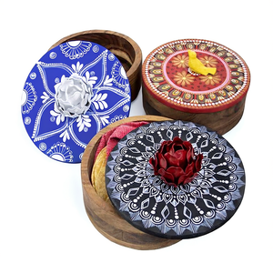 Handcrafted Wooden Chapati <b>Box</b> with Spice Masala Container Kitchen <b>Storage</b> and Home Decor Utility Item for Bread <b>Storage</b> - Product Image 2