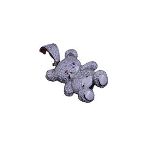 Pendentif unisexe personnalisé en forme de visage d'ours, plaqué rhodium, argent sterling 925, moissanite, style hip-hop, pour cadeaux d'anniversaire - Product Image 1