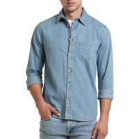 Kemeja Denim Kasual Pria Ukuran Besar Premium Kualitas Tinggi 100% Katun Dapat Disesuaikan Anti-Susut Tahan Lama Musim Semi