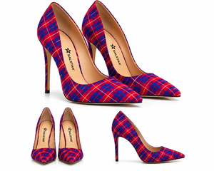 Escarpins à talons aiguilles à bout pointu pour femmes, motif tartan écossais, style écossais, talons hauts à carreaux, fabricant OEM - Product Image 1