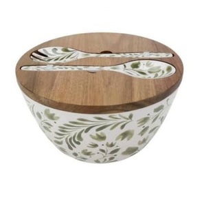 Tazón Decorativo de Madera para Mesa de Boda, Tazón Redondo de Madera para Servir Ensaladas con Adhesivo Impreso, a un Precio Accesible - Product Image 2