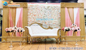 Traditional Wedding Golden Mehrab Style Portable FRP Arch <b>Backdrop</b> <b>Frames</b> Customizable Size & Design australia - Product Image 2