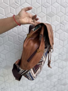 Hot Selling Real Leather Handmade Jacquard Leather Backpack Rucksack Multi Uses Backpack Designer Women's Western Uses Backpack - Product Image 2