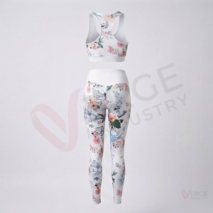 Women <b>Floral</b> Print Yoga Set Racerback Sports Bra High Waist <b>Leggings</b> 2 Piece Outfit - Product Image 2