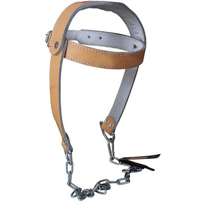 Heavy Duty Leather Head <b>Harness</b> Neck Trainer for Powerlifting Strength Exercise Fitness Gear with Steel Chain - Product Image 1