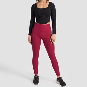 Leggings de Cintura Alta, Largos, de Color Sólido, Elásticos, Transpirables, con Compresión, Efecto Push-Up, Control de Abdomen, Estilo Deportivo - Product Image 4
