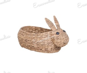Wholesale Price Eco-Friendly Natural Water Hyacinth Kids Rabbit Shape <b>Laundry</b> <b>Basket</b> Toy Storage Solution for Living Room - Product Image 3