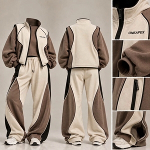 Conjunto Deportivo de Felpa para Mujer, Chaqueta con Cierre y Pantalones Anchos, Ropa Casual de Calle, Conjunto de Dos Piezas, Ropa Deportiva Premium ONEAPEX Fashion - Product Image 4