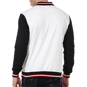 Chaqueta Varsity Blanca y Negra para Hombre, Corte Regular, Color Sólido, Cierre de Botones, Ropa Exterior Informal para Otoño - Product Image 3