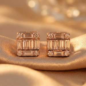 18K Gold Iced Out Lab Grown Diamond <b>Stud</b> <b>Earrings</b> VVS Square <b>Earrings</b> <b>for</b> <b>Men</b> Women - Product Image 3