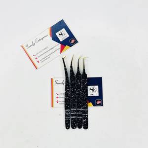 Pince à épiler Somofy Enterprises Gold Tips Silver Dotts pour cils, en acier inoxydable, pointe de précision lisse, 10 mm, durable, antistatique, personnalisée - Product Image 3
