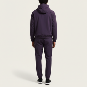 Conjunto Deportivo Personalizado con Capucha Morada para Hombre YOURBRAND, Chaqueta con Cierre Completo y Pantalones, Traje Deportivo Informal Cortavientos para Otoño - Product Image 4