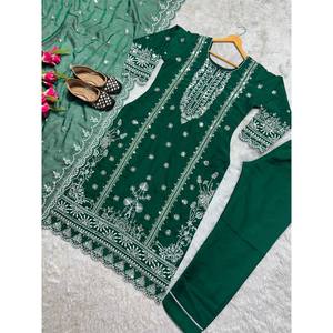 Traje de fiesta de diseñador indio y pakistaní con pantalón y Dupatta elegante para ocasiones especiales - Product Image 6