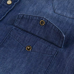 เสื้อเชิ้ตเดนิมผ้าฝ้ายคุณภาพสูงสำหรับผู้ชาย ขายส่ง สไตล์ตะวันตก แขนยาว ลายถัก พิมพ์ลาย ไซส์ใหญ่ เสื้อผ้าฝ้ายจากปากีสถาน - Product Image 6