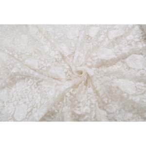 Tela de red blanca bordada con motivos florales, por yarda, 40 pulgadas de ancho, transpirable, estilo a rayas, teñible, Chanderi TFAB 331 - Product Image 4
