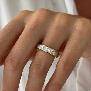 1.3 Carat Lab Grown Diamond Channel Set Half Eternity Band , 6.6MM Wedding Band , 14k Gold Thick <b>Stacking</b> <b>Ring</b> - Product Image 1