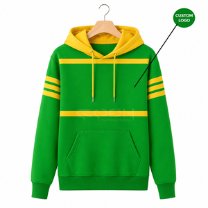 Sudadera con Capucha Cosh International Sorority Sisterhood en Verde y Amarillo con Bloques de Color, Sudadera Informal para Mujer con Bolsillos y Logotipo Personalizado en la Parte Delantera - Product Image 1