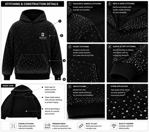 2026 Sweat à capuche pour homme, personnalisable avec logo, effet vieilli, en molleton de coton, style streetwear, chaud pour l'hiver, avec détails effet pierre - Product Image 5