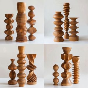 porte-bougie en bois - Product Image 3