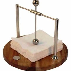 Classic Walnut Finish Napkin <b>Caddy</b> – Chrome Weighted Bar Tabletop Paper Organizer - Product Image 2