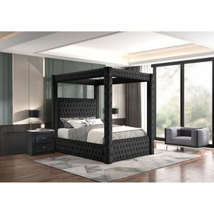 Comodino con piano in finto marmo nero e due cassetti portaoggetti, 1 pezzo, mobile da camera da letto in legno - Product Image 6