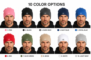 หมวกบีนนี่ทรงสลัชชี่สีเขียวมะกอก พิมพ์ลายโลโก้แบบแจ็คการ์ด ผ้าฝ้ายเจอร์ซีย์น้ำหนักเบา นุ่มสบาย เหมาะสำหรับทุกเพศทุกวัย สวมใส่ได้ในฤดูหนาว - Product Image 3