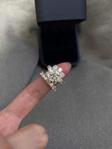 แหวนหมั้นเพชรซันฟลาวเวอร์เล็บรุ่นทองคำขาว 14K แหวนแต่งงานลายดอกไม้ แหวนสัญญา ดีไซน์เฉพาะ แรงบันดาลใจจากธรรมชาติ - Product Image 6