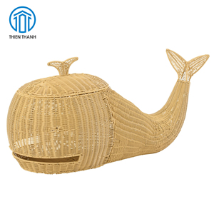 Cesta de Almacenamiento de Mimbre Hecha a Mano con Forma de Ballena, con Tapa, de Alta Calidad, Elegante Cesta para Juguetes, para Guardería y Hogar - Product Image 3